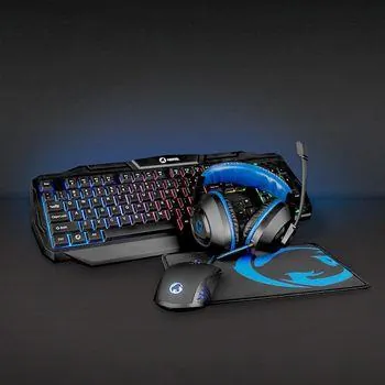 Nedis Gaming Combo Kit | 4-i-1 | Tangentbord, headset, mus och musmatta | Svart/Blå | QWERTY | ND Layout